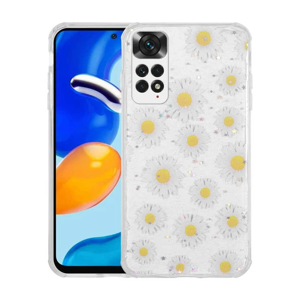 Zore Xiaomi ile uyumlu Redmi Note 11 Global Kılıf Simli Desenli Kamera Korumalı Parlak Popy Kapak ürün görseli 1