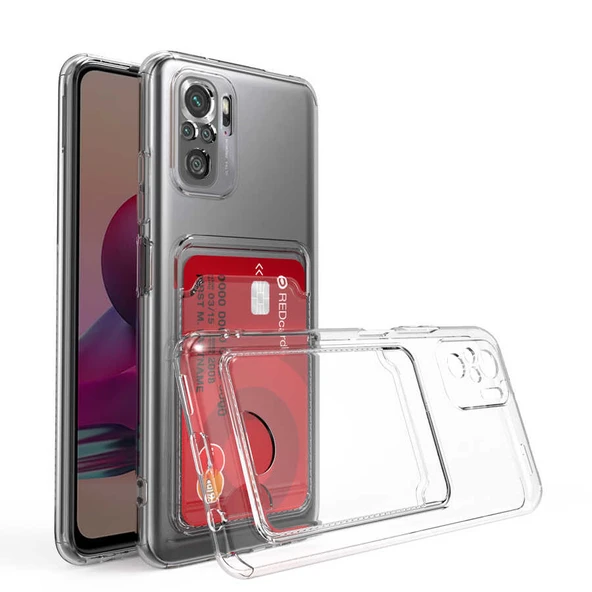 Zore Xiaomi ile uyumlu Redmi Note 10 Kılıf Kartlıklı Şeffaf Setra Clear Silikon Kapak ürün görseli 1