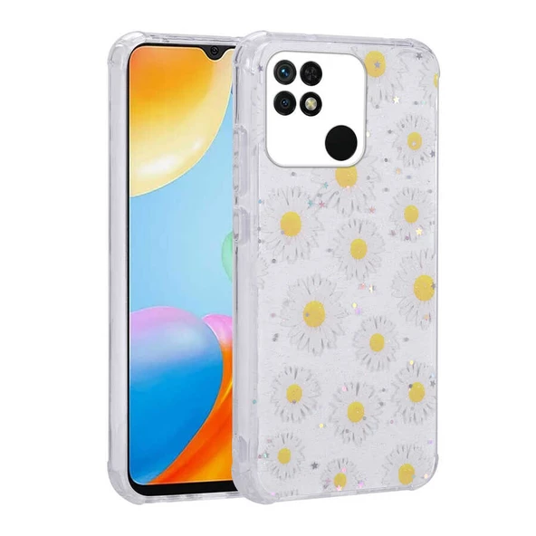 Zore Xiaomi ile uyumlu Poco C40 Kılıf Simli Desenli Kamera Korumalı Parlak Popy Kapak ürün görseli 1