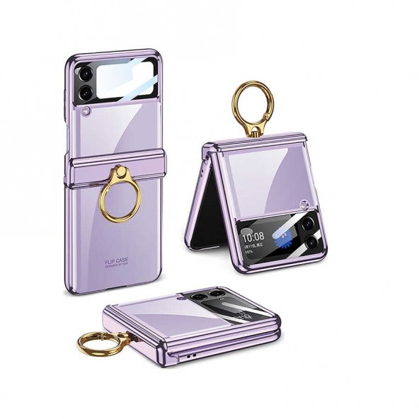 Galaxy Z Flip 4 Kılıf Kıpta Yüzüklü Lens Korumalı Kapak ürün görseli 1
