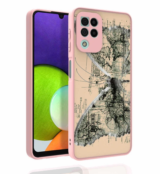 Zore Galaxy ile uyumlu M22 Kılıf Desenli Kamera Korumalı Parlak Nora Kapak ürün görseli 1