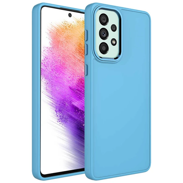 Zore Galaxy ile uyumlu A73 Kılıf Metal Çerçeve ve Buton Tasarımlı Silikon Luna Kapak ürün görseli 1