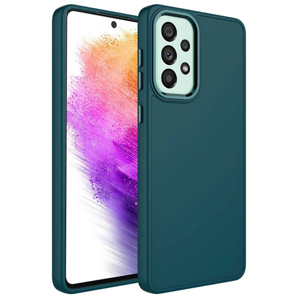 Zore Galaxy ile uyumlu A53 5G Kılıf Metal Çerçeve ve Buton Tasarımlı Silikon Luna Kapak ürün görseli 1