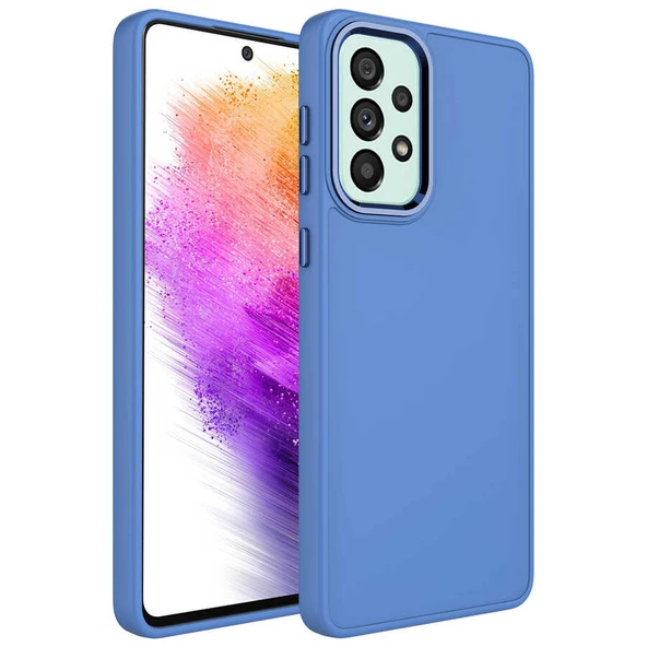 Zore Galaxy ile uyumlu A52 Kılıf Metal Çerçeve ve Buton Tasarımlı Silikon Luna Kapak ürün görseli 1