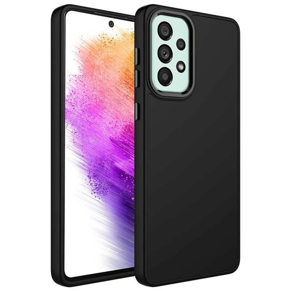 Zore Galaxy ile uyumlu A23 Kılıf Metal Çerçeve ve Buton Tasarımlı Silikon Luna Kapak ürün görseli 1