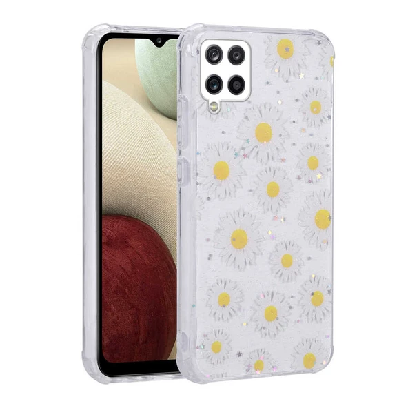 Zore Galaxy ile uyumlu A12 Kılıf Simli Desenli Kamera Korumalı Parlak Popy Kapak ürün görseli 1