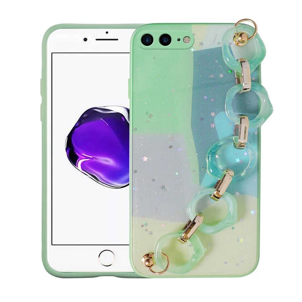 Zore Apple ile uyumlu iPhone 7 Plus Kılıf Simli Desenli El Askılı Tutacaklı Elsa Silikon Kapak ürün görseli 1