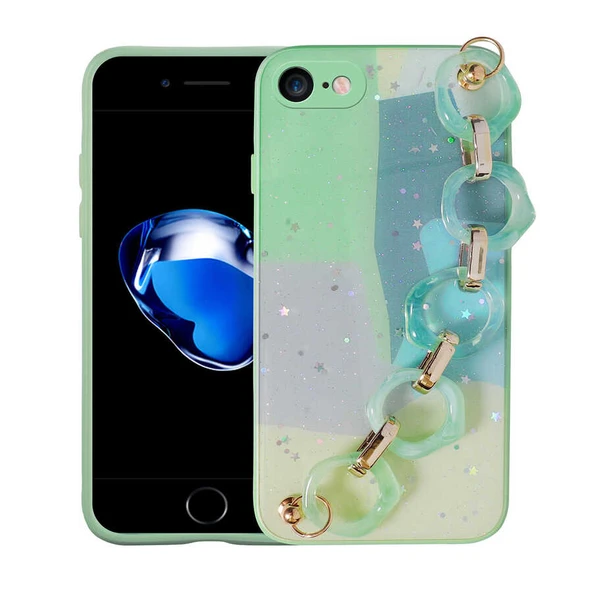Zore Apple ile uyumlu iPhone 7 Kılıf Simli Desenli El Askılı Tutacaklı Elsa Silikon Kapak ürün görseli 1