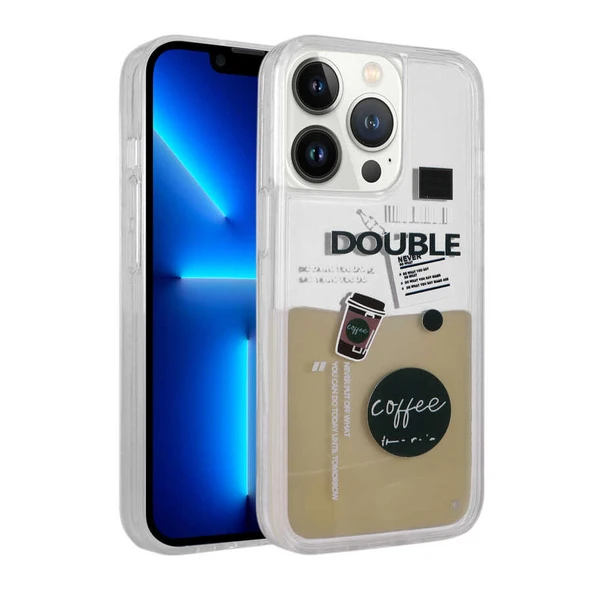 Zore Apple ile uyumlu iPhone 14 Pro Max Kılıf Desenli Sıvılı Drink Silikon Kapak ürün görseli 1