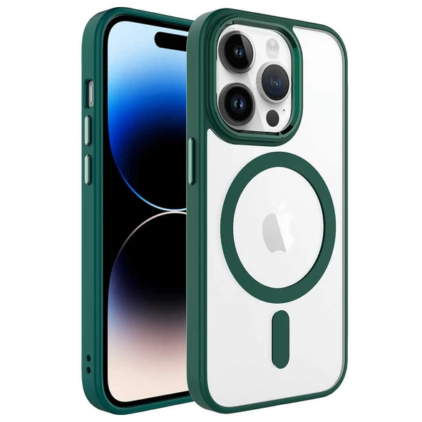 Zore Apple ile uyumlu iPhone 14 Pro Kılıf Wireless Şarj Özellikli Krom M-safe Silikon Kapak ürün görseli 1