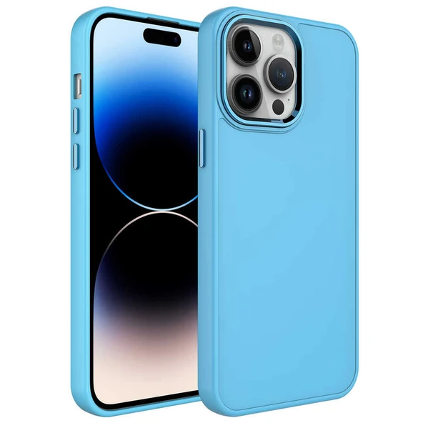Zore Apple ile uyumlu iPhone 14 Pro Kılıf Metal Çerçeve ve Buton Tasarımlı Silikon Luna Kapak ürün görseli 1