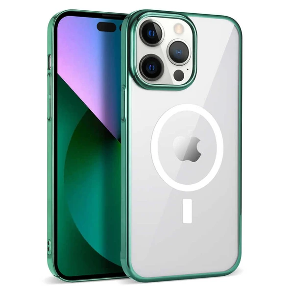 Zore Apple ile uyumlu iPhone 13 Pro Max Kılıf Wireless Şarj Özellikli Pixel M-safe Kapak ürün görseli 1