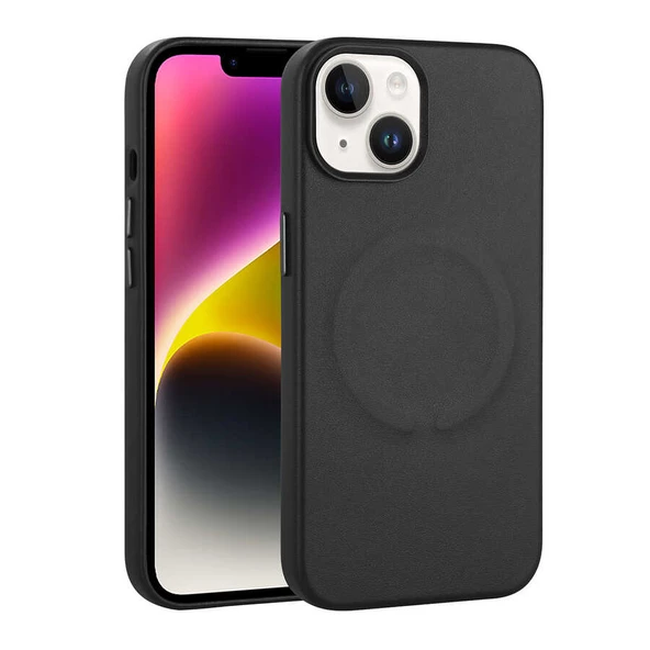 Zore Apple ile uyumlu iPhone 14 Kılıf PU Deri M-safe Wireless Şarj Özellikli Derix Kapak ürün görseli 1