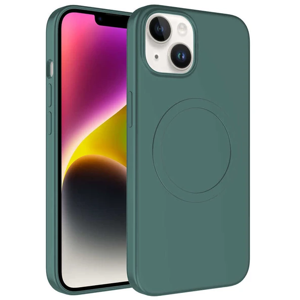 Zore Apple ile uyumlu iPhone 14 Kılıf M-safe Wireless Şarj Özellikli Pastel Renk Silikon Plas Kapak ürün görseli 1