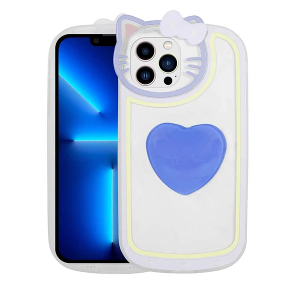 Zore Apple ile uyumlu iPhone 13 Pro Max Kılıf Kedi Figürlü Transparan Pop Soketli Ritmik Kapak ürün görseli 1