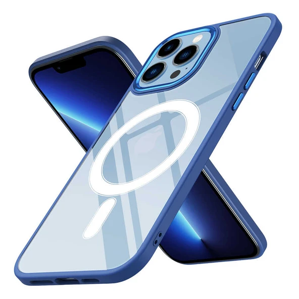 Zore Apple ile uyumlu iPhone 13 Pro Kılıf Wireless Şarj Özellikli Krom M-safe Silikon Kapak ürün görseli 1