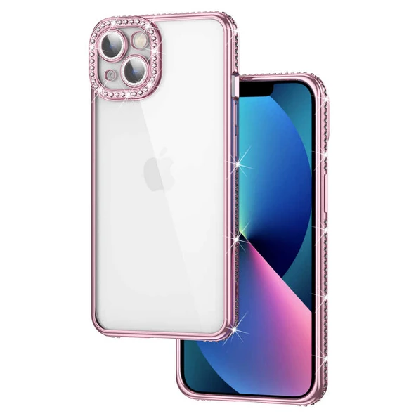 Zore Apple ile uyumlu iPhone 13 Kılıf Kamera Korumalı Taşlı Mina Kapak ürün görseli 1