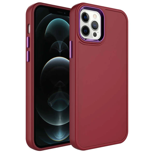 Zore Apple ile uyumlu iPhone 12 Pro Max Kılıf Metal Çerçeve ve Buton Tasarımlı Sert Botox Kapak ürün görseli 1