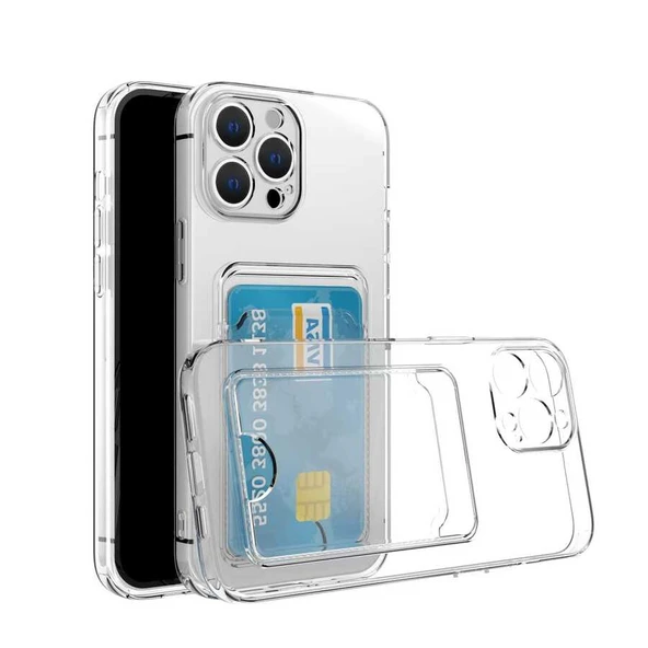 Zore Apple ile uyumlu iPhone 12 Pro Max Kılıf Kartlıklı Şeffaf Setra Clear Silikon Kapak ürün görseli 1