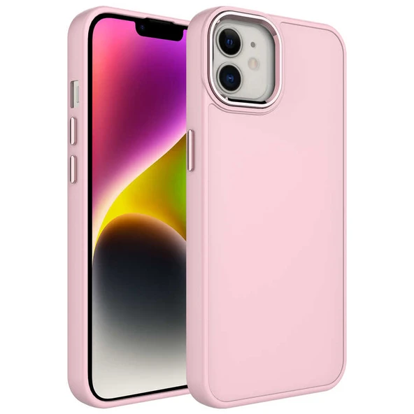 Zore Apple ile uyumlu iPhone 12 Kılıf Metal Çerçeve ve Buton Tasarımlı Silikon Luna Kapak ürün görseli 1