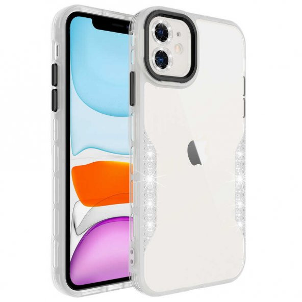 Apple iPhone 11 Kılıf Simli ve Lens Korumalı Pano Kapak ürün görseli 1
