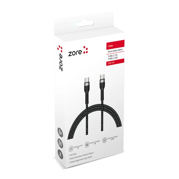 Zore Shira Serisi Type-C to Type-C PD Kablo 1m - Resim 2