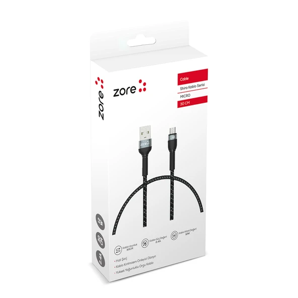 Zore Shira Serisi Micro USB Kablo 30cm - Resim 7