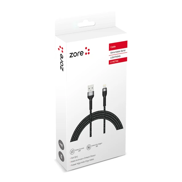 Zore Shira Serisi Lightning USB Kablo 2m - Resim 2