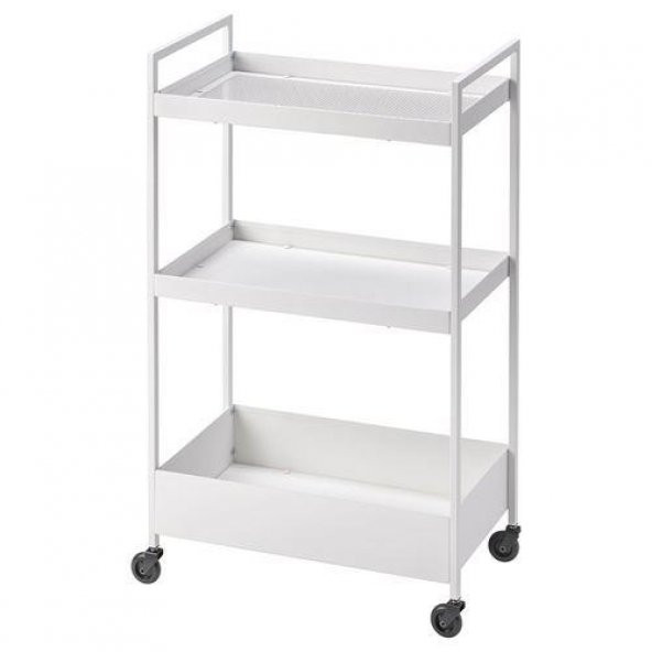 3 Katlı Servis Arabası Beyaz Renk 50.5x30x83 cm Düzenleyici Raf Ünitesi Çelik ürün görseli 1