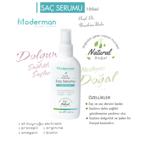 Fitoderman Doğal Besleyici, Saç Uzatıcı, Güçlendirici, Dökülme Karşıtı Bitkisel Saç Bakım Serumu 100 mL ürün görseli 1