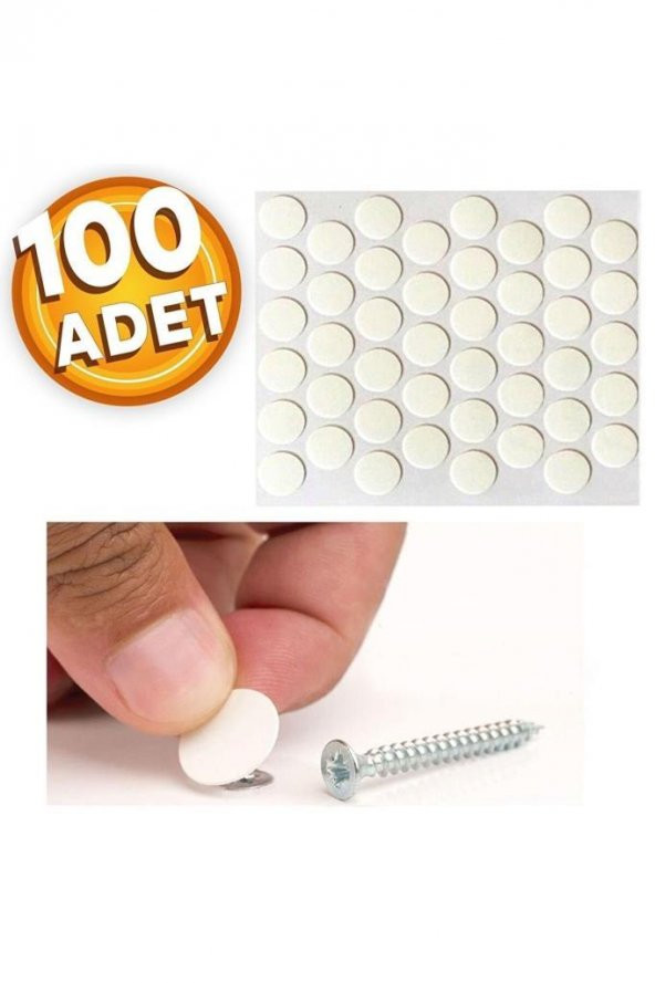 100 Adet Mat Beyaz Ahşap Mobilya Dolapları Için Kendinden Yapışkanlı Vida Tapası Tıpası Kapatıcı ürün görseli 1