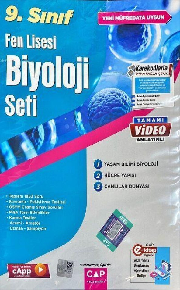 9.Sınıf Biyoloji Seti Fen Liseleri Çap Yayınları ürün görseli 1