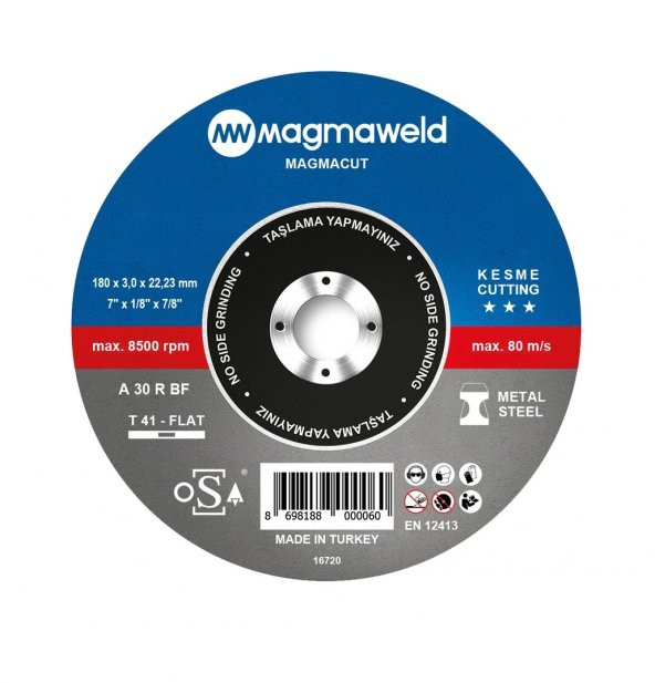 Magmaweld Magmacut Kesme Taşı Düz 180 X 3.0 X 22 mm 10 Ad ürün görseli 1