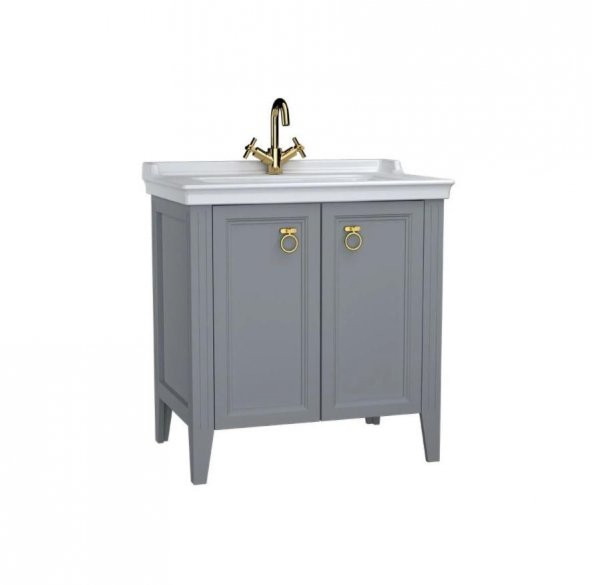 Vitra Valarte 80 cm Gri Banyo Dolabı Alt Modül ve Lavabo 62154 ürün görseli 1