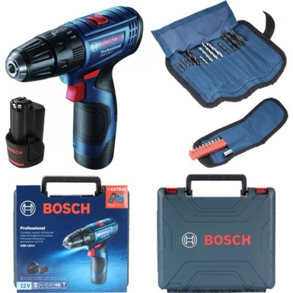 Bosch Professional Gsb 120 Lı 2 Ah Çift Akülü Darbeli Delme Vidalama + Aksesuar Seti ürün görseli 1