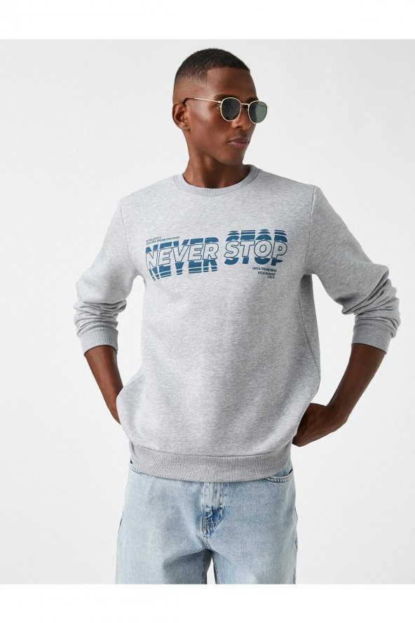 Bisiklet Yaka Baskılı Sweatshirt ürün görseli 1