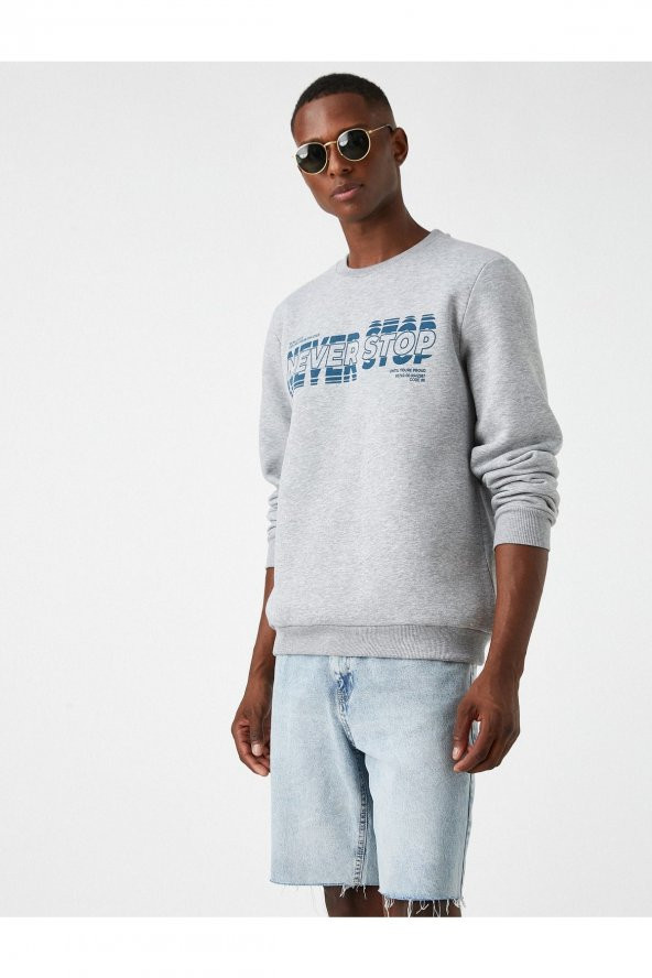 Bisiklet Yaka Baskılı Sweatshirt - Resim 2