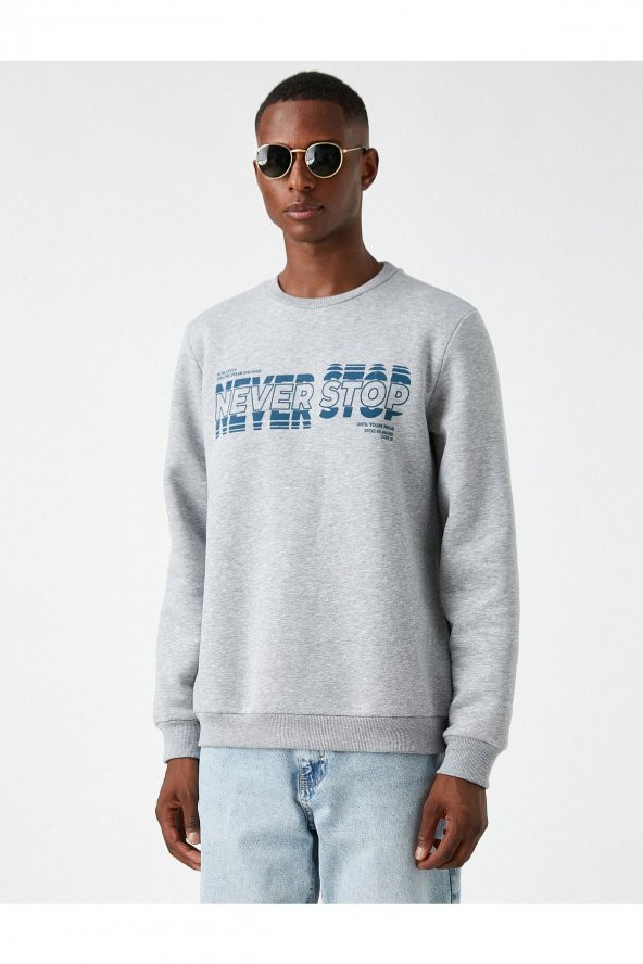 Bisiklet Yaka Baskılı Sweatshirt - Resim 3