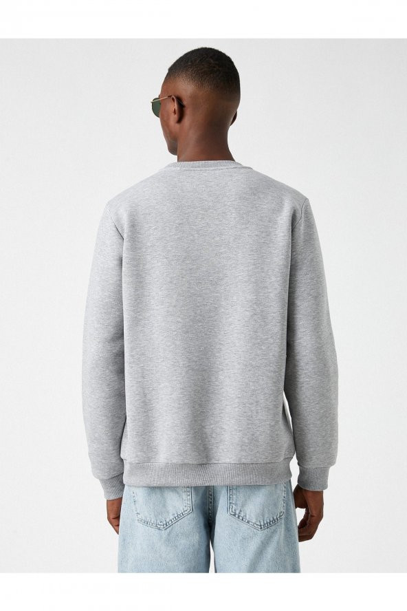 Bisiklet Yaka Baskılı Sweatshirt - Resim 4
