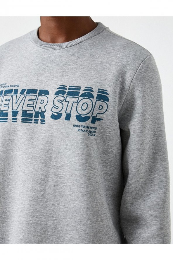Bisiklet Yaka Baskılı Sweatshirt - Resim 5