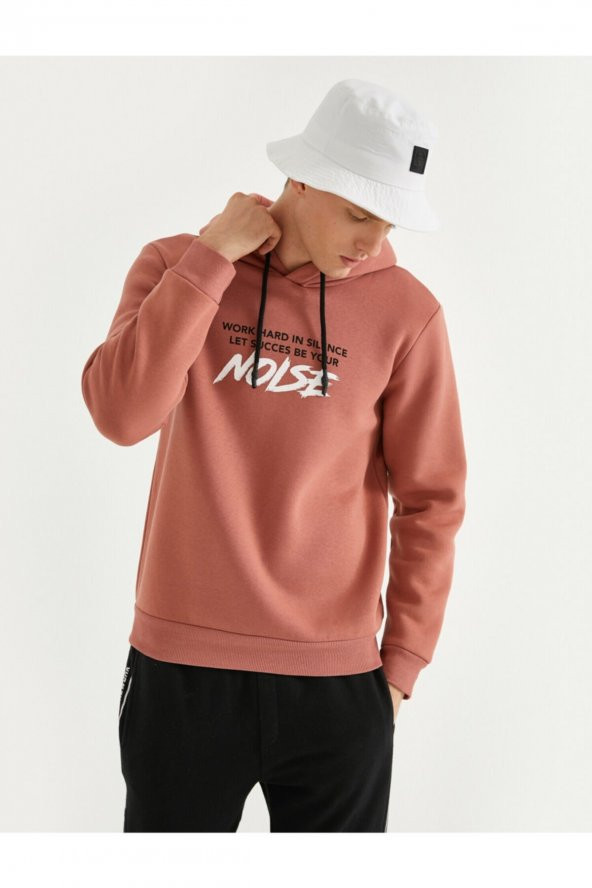 Erkek Pembe Baskılı Oversize Sweatshirt ürün görseli 1