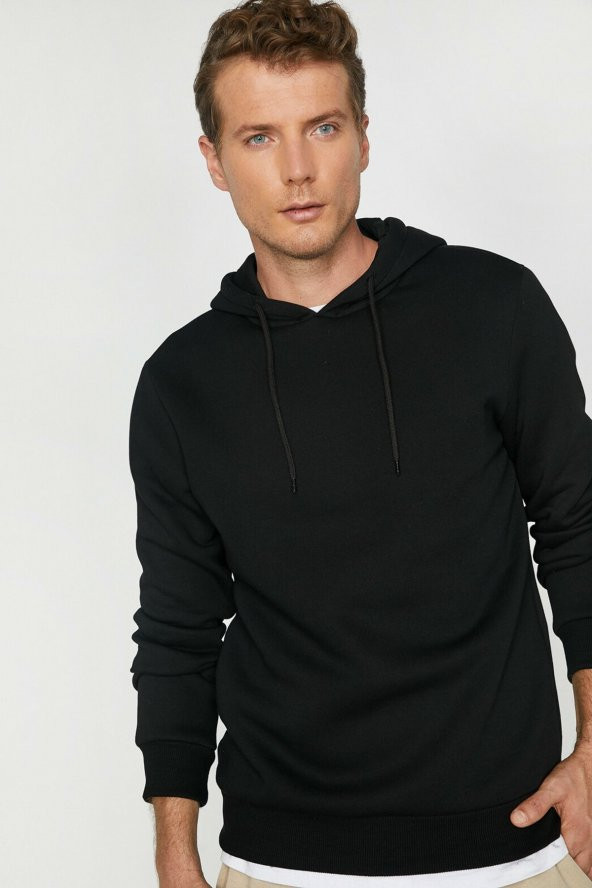 Erkek Siyah Kapüsonlu Sweatshirt 0KAM71593LK ürün görseli 1