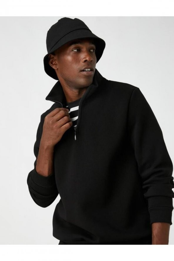 Erkek Sweatshirt Gri 3wam70064mk - Resim 5
