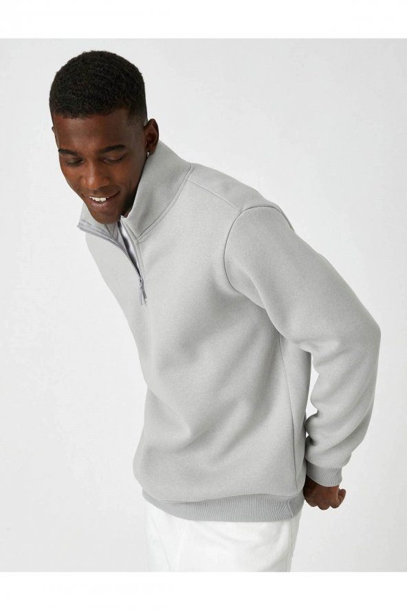 Erkek Sweatshirt Gri 3wam70064mk - Resim 2