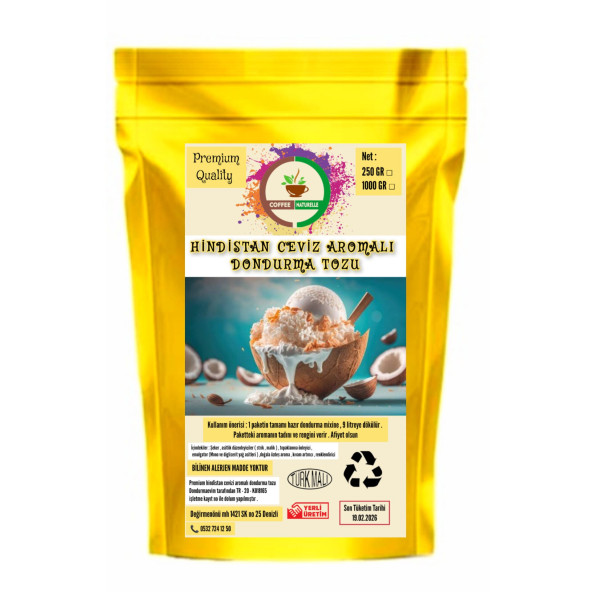 Hindistan Cevizi Aromalı Dondurma Karışımı 250 gr ürün görseli 1