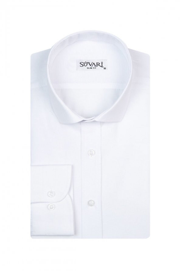 Slim Fit Filafil Beyaz Erkek Gömlek ürün görseli 1