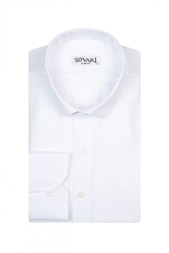 Slim Fit Filafil Beyaz Erkek Gömlek ürün görseli 1