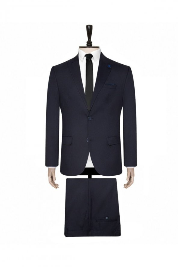 6 Drop Slim Fit Lacivert Yeleksiz Düz Takım Elbise ürün görseli 1