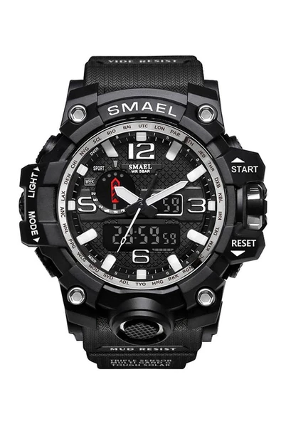 1545 Erkek Kol Saati Analog Dijital Spor  Siyah Moda Trend ürün görseli 1