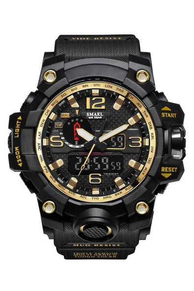 Erkek Kol Saati Analog Dijital Spor Siyah Moda Trend Saat Gold 1545 ürün görseli 1
